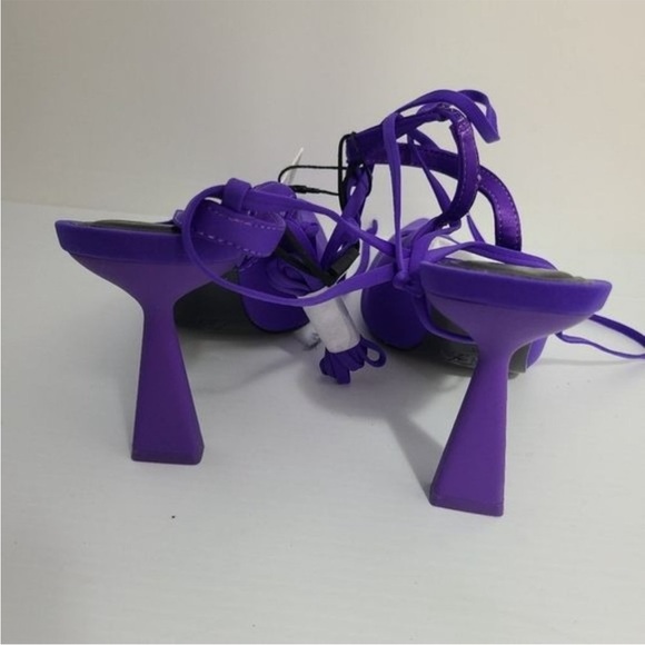 NWT ZARA LACE UP HIGH-HEEL SHOES LILAC 3209/010/081 - Picture 5 of 9